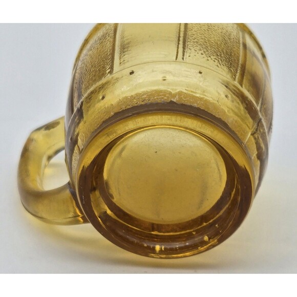 Amber Barrel Shot Glass Vintage Ribbed Glass Mini Barware Toothpick Holder - Picture 6 of 7